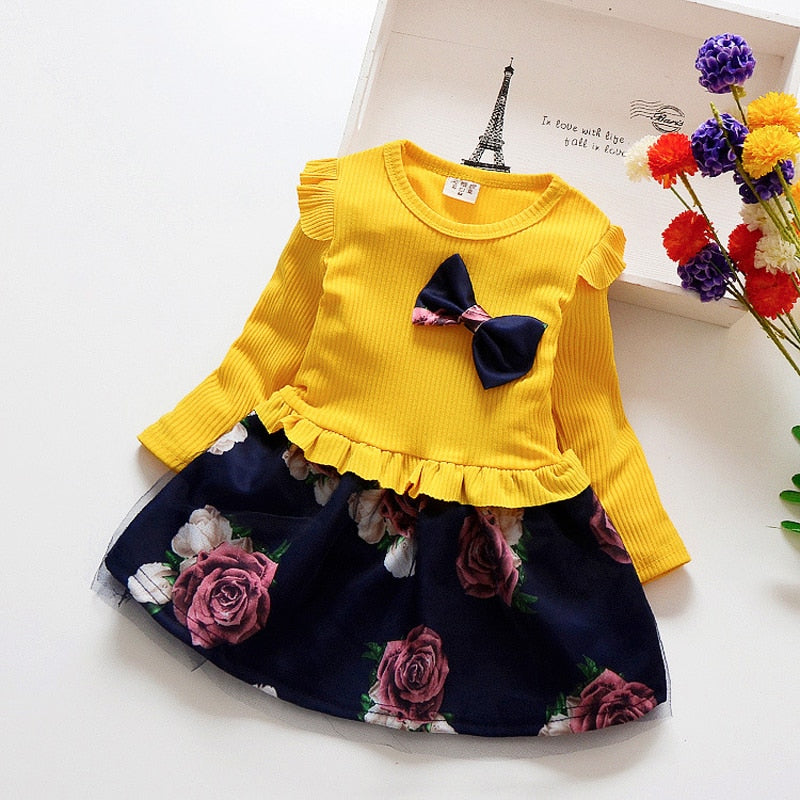 Toddler Girl Floral Dress with Bow