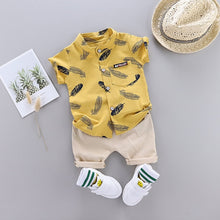 Summer Feather Print Clothing Set