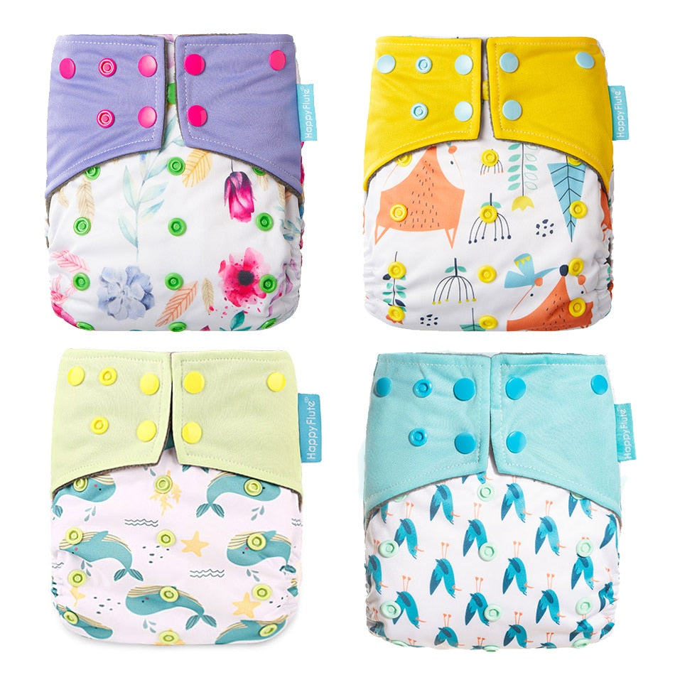 Happy Flute Bamboo Charcoal Waterproof Washable Pocket Baby Cloth Diaper - 1pcs