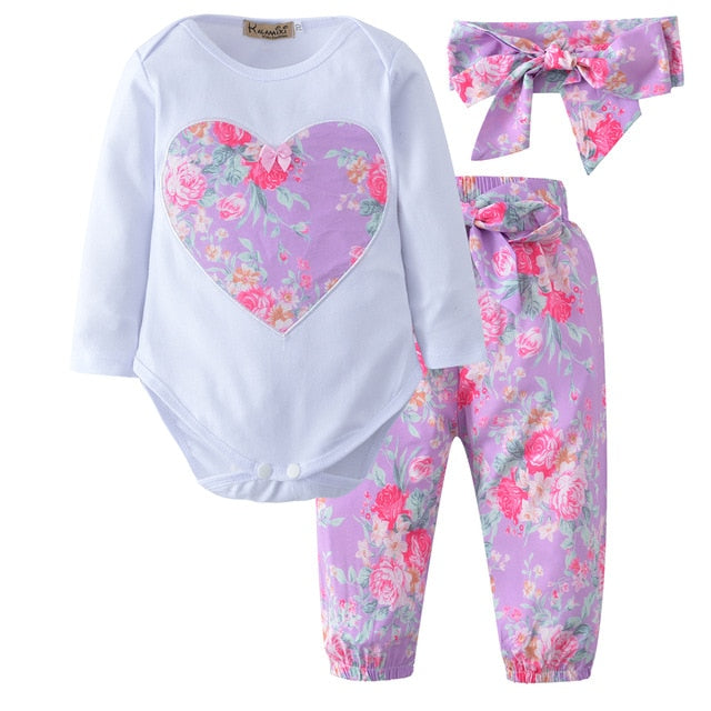 3Pcs Newborn Baby Girl Clothes Set