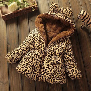 Children Girl's Hooded Leopard Warm Jacket 1-6 years