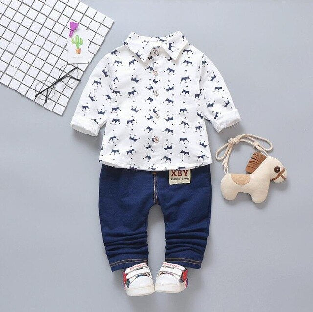 Spring boys 3pcs cotton clothing set for baby + toddler