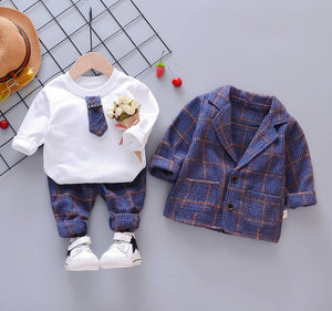 boys clothing set fashion denim & tracksuit set plaid tops +pants 1-4T