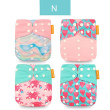 Happy flute 4pcs/set Washable Reuseable Eco-friendly Cloth Diaper 0-2year 3-15kg baby