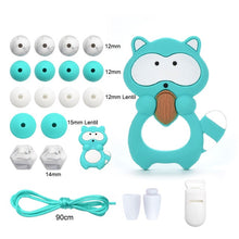 LOFCA Silicone Teether Wood Beads Set BPA Free DIY Baby Teething Necklace Toy Cartoon Koala Raccoon Pacifier chain Clip