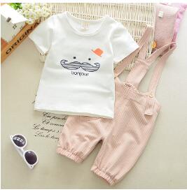 Summer Clothing 2pcs  Set Girls T-shirt + Overalls