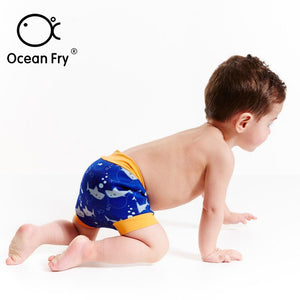 Ocean Fry High Waist Swimming Trunks Printed Swim Diapers