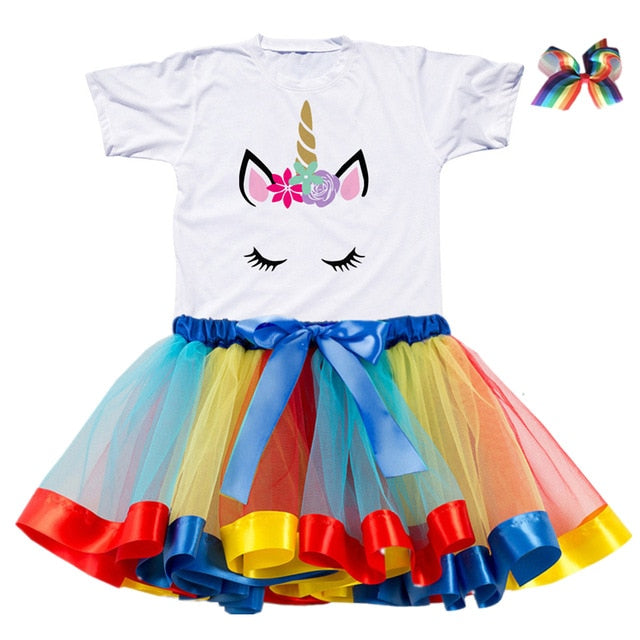 Baby Girls Fashion Unicorn Tees & Princess Skirt