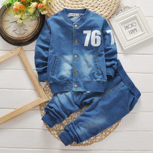 boys clothing set fashion denim & tracksuit set plaid tops +pants 1-4T