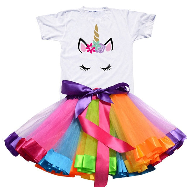 Baby Girls Fashion Unicorn Tees & Princess Skirt