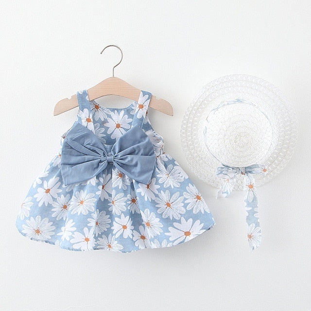 Summer Baby Girls Dresses with matching hats